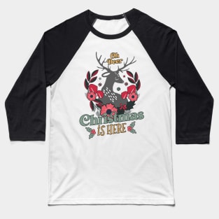 Floral Fauna Festivity: Oh Deer Christmas is Here Baseball T-Shirt